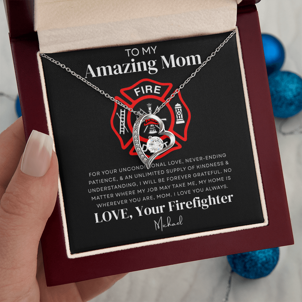 To My Amazing Mom - Firefighter Love Necklace