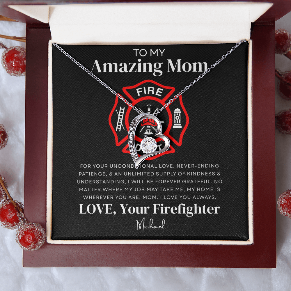 To My Amazing Mom - Firefighter Love Necklace