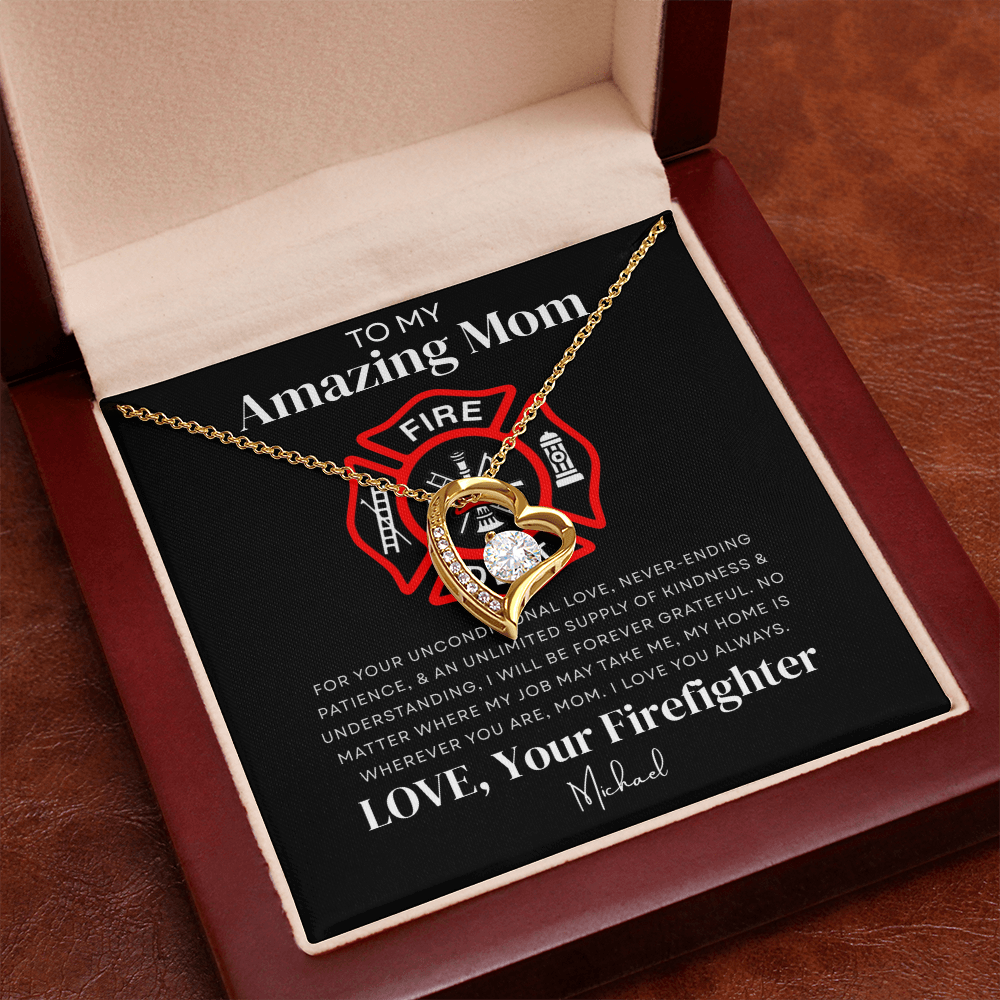 To My Amazing Mom - Firefighter Love Necklace