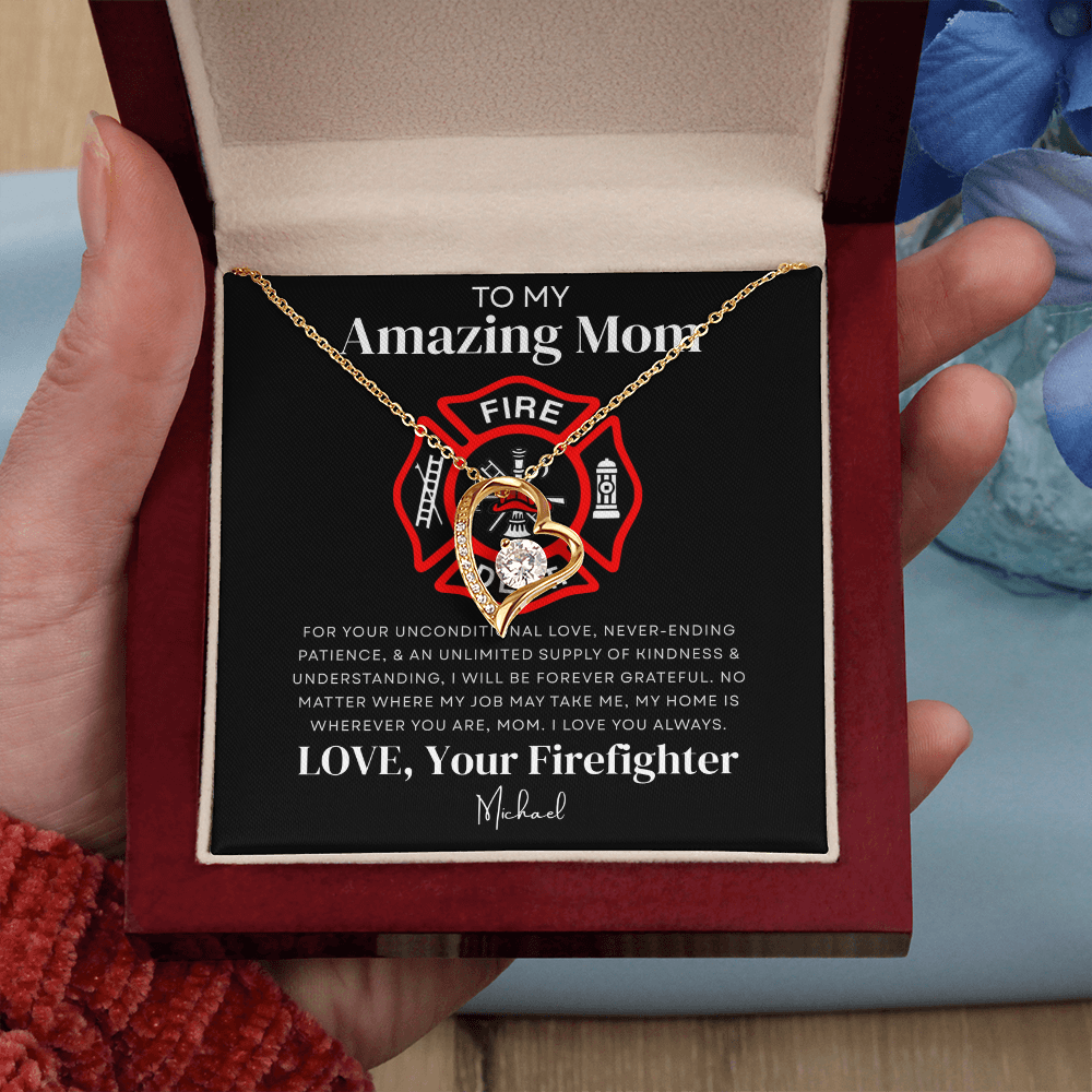 To My Amazing Mom - Firefighter Love Necklace