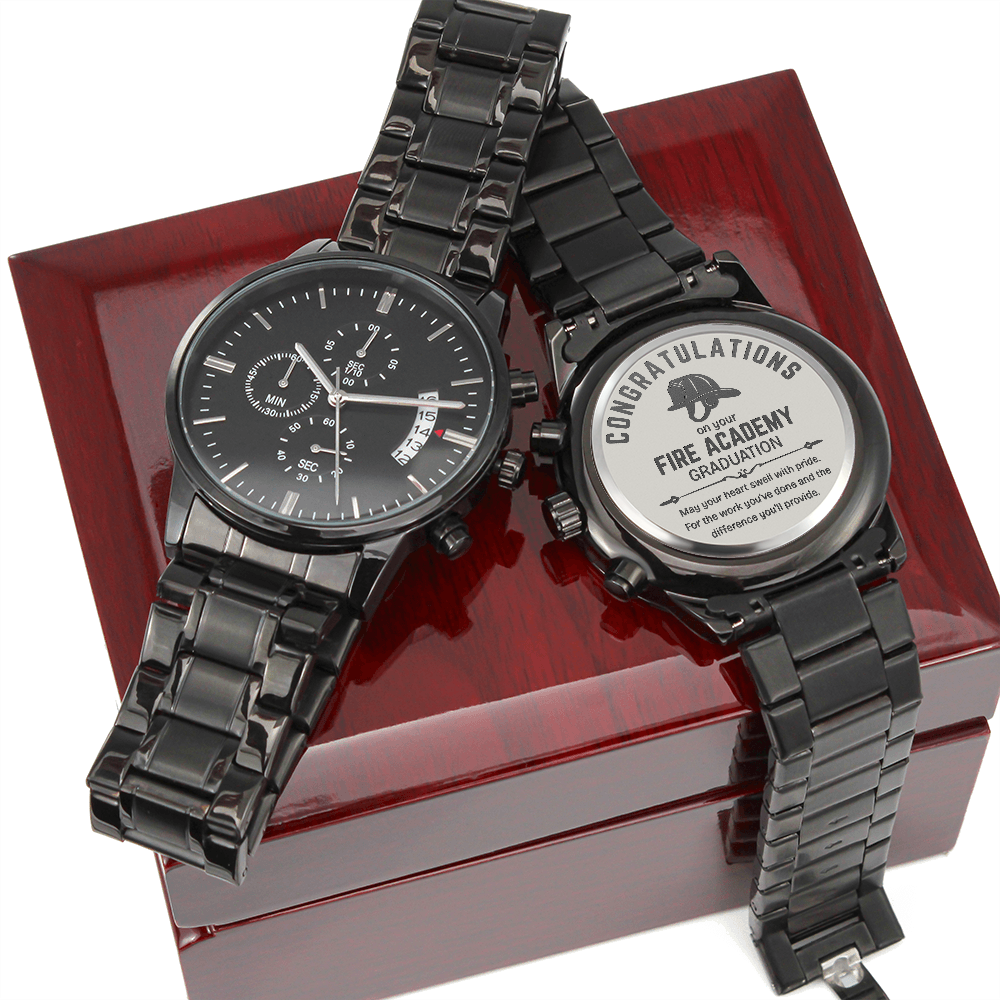 Firefighter Graduation Watch - Fire Academy Engraved Chronograph Gift