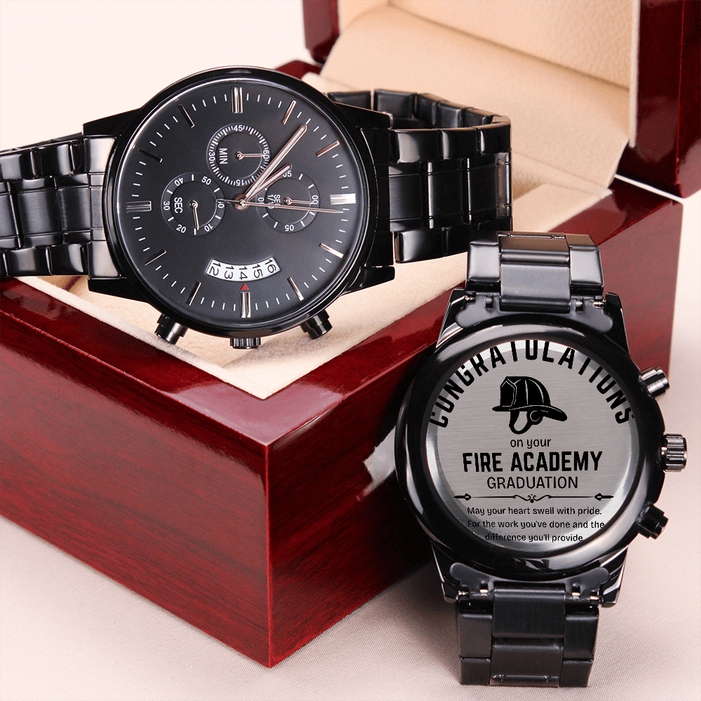 Firefighter Graduation Watch - Fire Academy Engraved Chronograph Gift