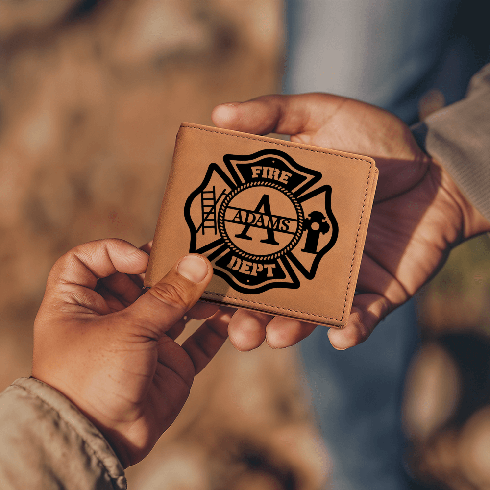 Personalized Firefighter Premium Wallet - Custom Name Leather Bifold