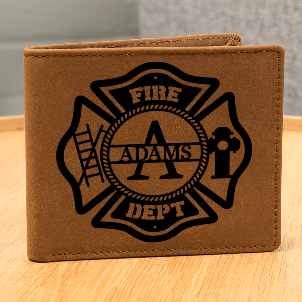 Personalized Firefighter Premium Wallet - Custom Name Leather Bifold