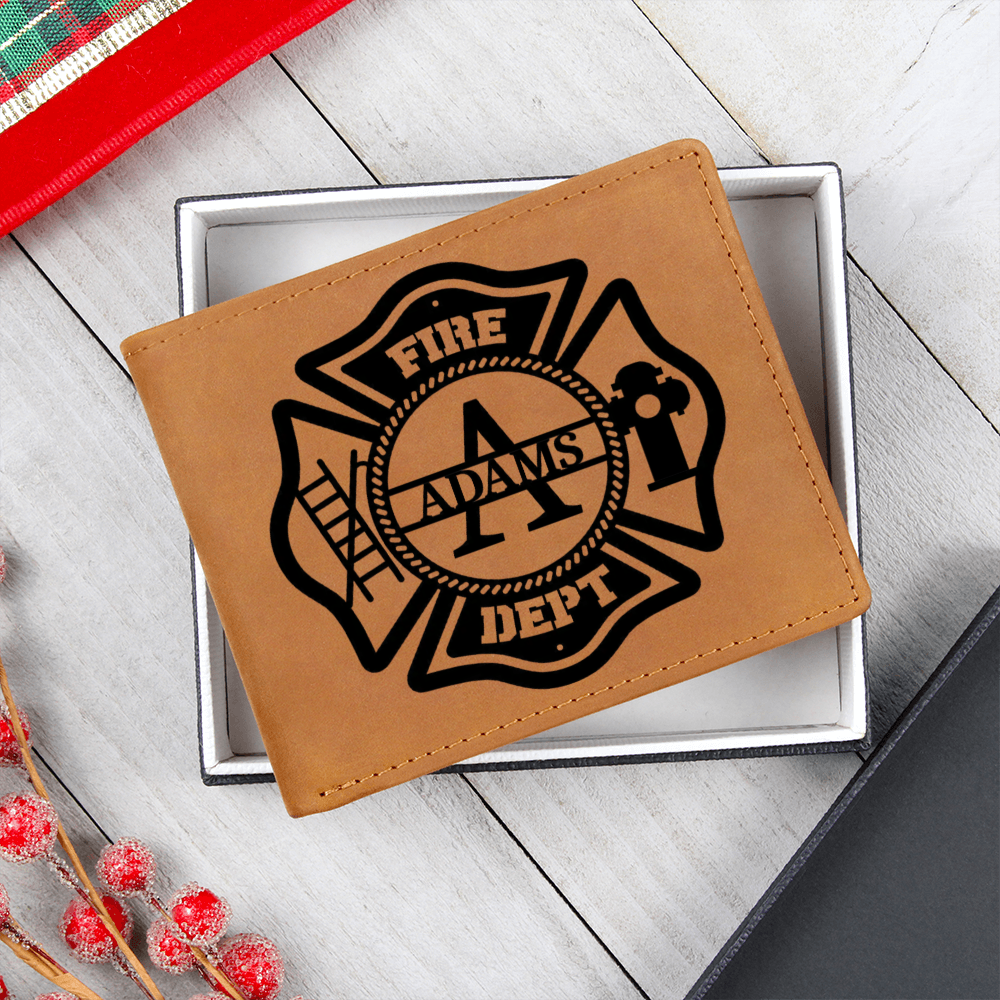 Personalized Firefighter Premium Wallet - Custom Name Leather Bifold