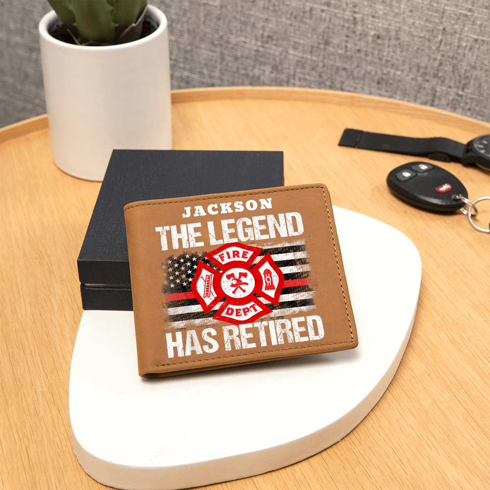 Firefighter Retirement Wallet - The Legend Has Retired Custom Name