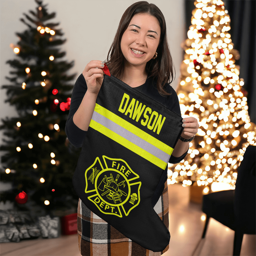 Cusom Name Firefighter Giant Holiday Stocking