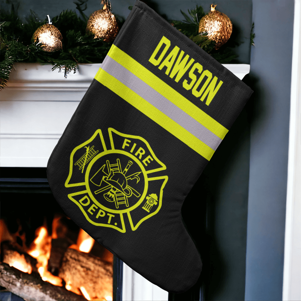 Riesiger Weihnachtsstrumpf mit personalisiertem Feuerwehrnamen