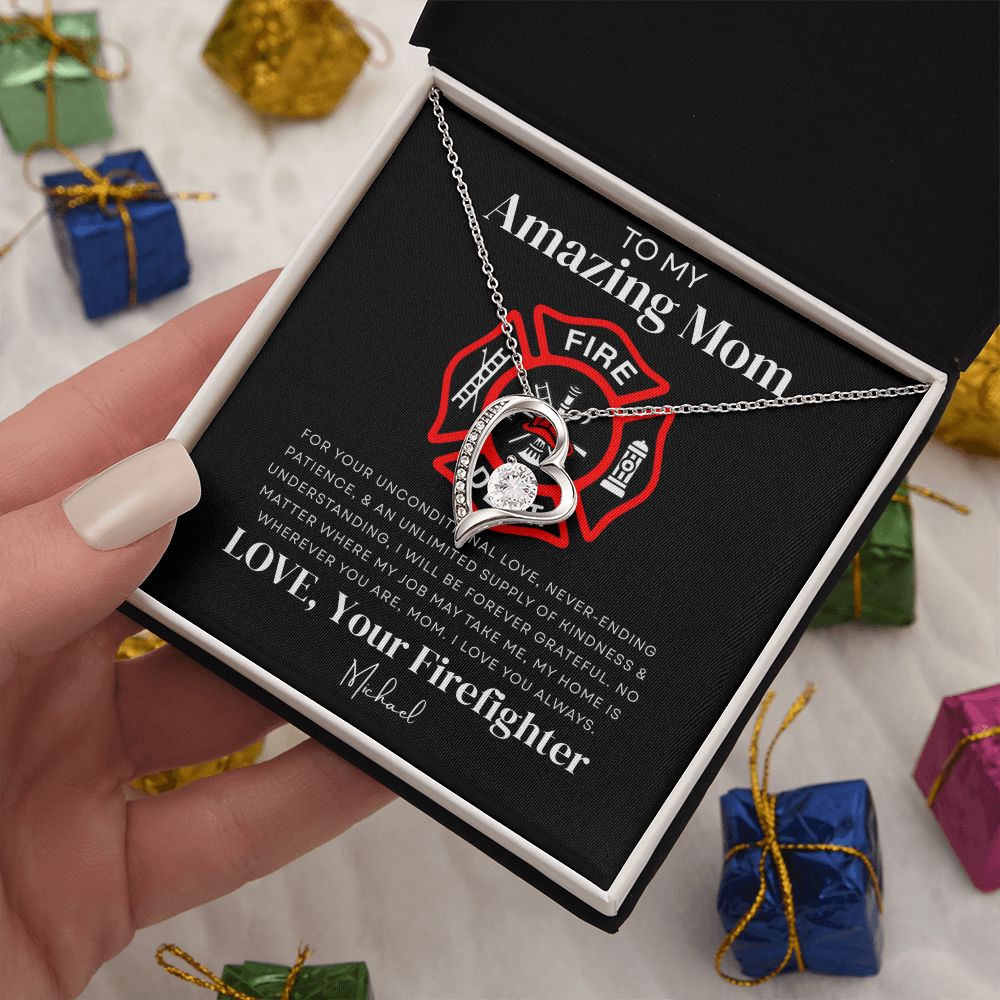 To My Amazing Mom - Firefighter Love Necklace