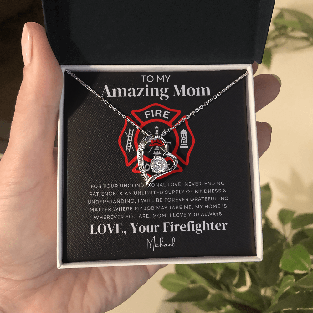 To My Amazing Mom - Firefighter Love Necklace