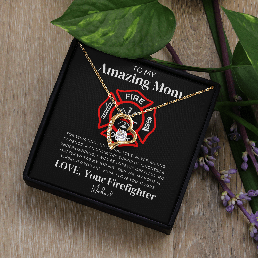 To My Amazing Mom - Firefighter Love Necklace