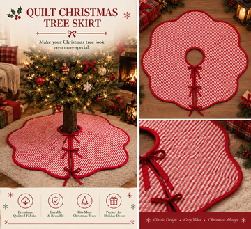 Firefighter Quilted Christmas Tree Skirt - Nutcracker Fire Department Holiday Decor