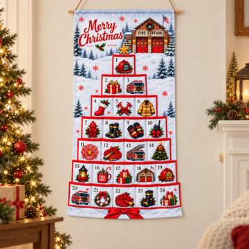 Firefighter Advent Calendar - 24 Pocket Christmas Countdown Hanging Organizer
