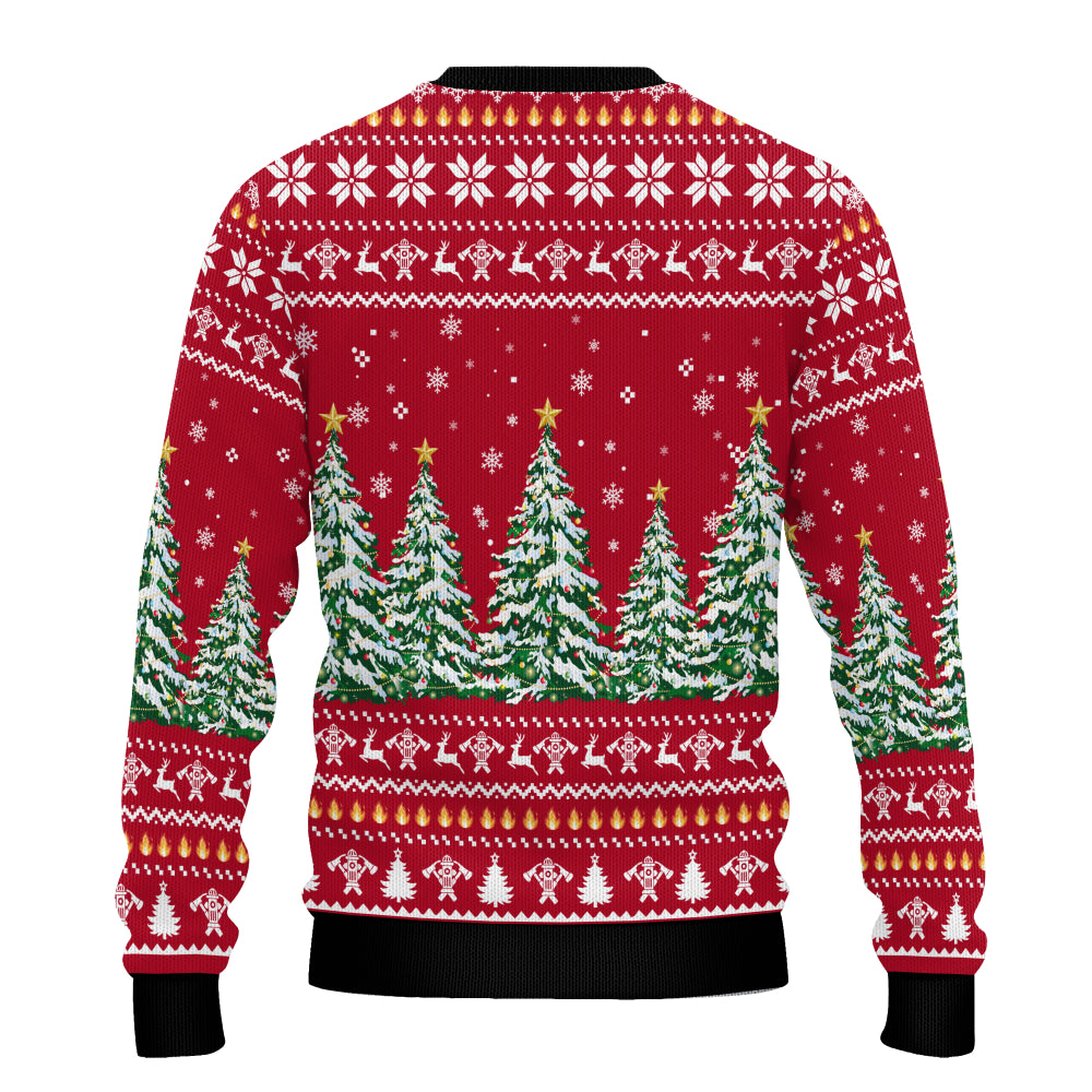 Freiwillige Feuerwehr Weihnachtspullover - Rot Ugly Christmas Sweater mit Weihnachtsmann Mütze