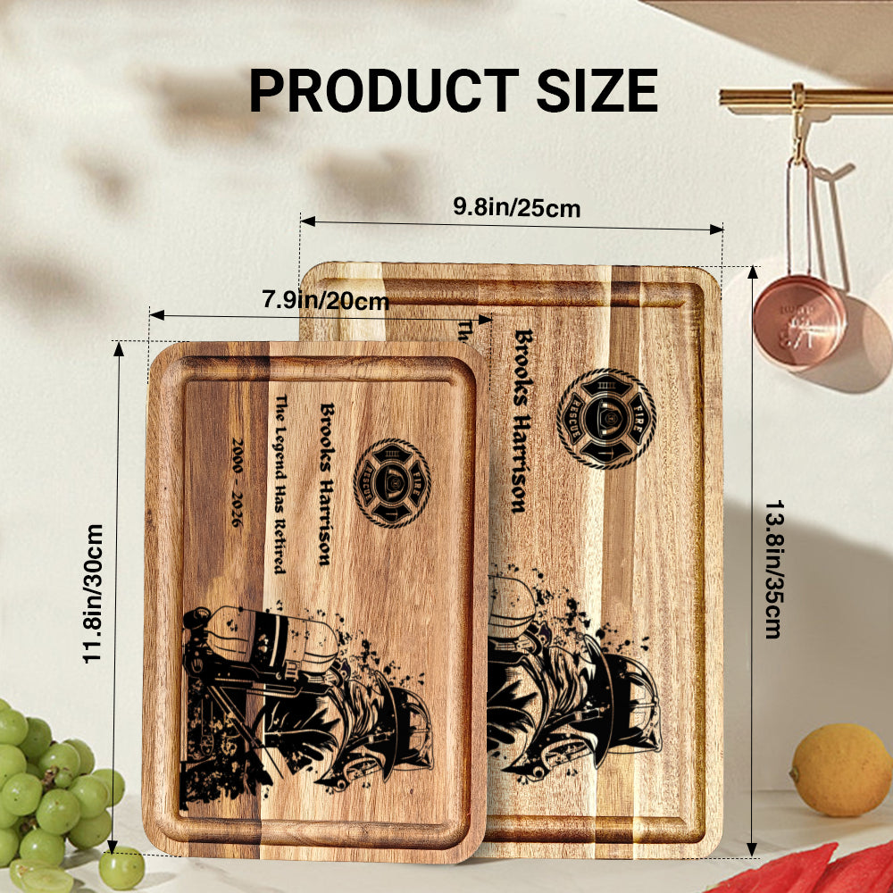Firefighter Retirement Cutting Board - The Legend Has Retired Custom Wood