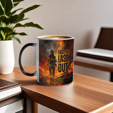 Firefighter Magic Mug - First In Last Out Custom Name