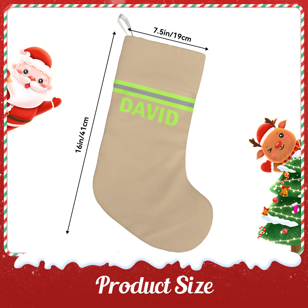 Chaussette de Noël géante personnalisée avec nom de pompier