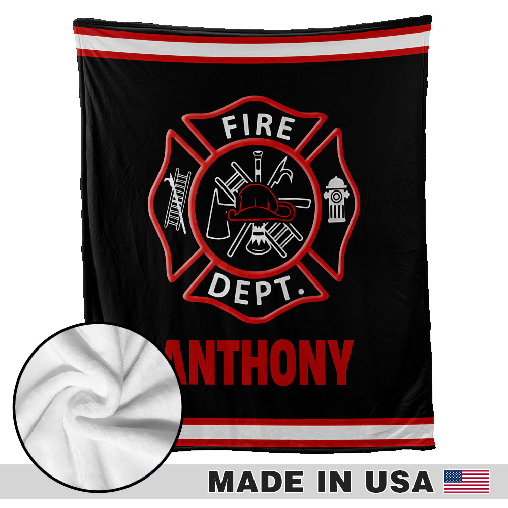 Couverture personnalisée pour pompiers - Motif personnalisé avec le nom du pompier