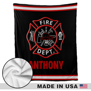 Couverture personnalisée pour pompiers - Motif personnalisé avec le nom du pompier