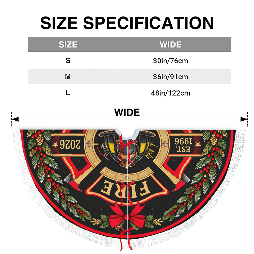 Fire Department Maltese Cross Christmas Tree Skirt - Custom Name Rank and Years of Service Holiday Decor