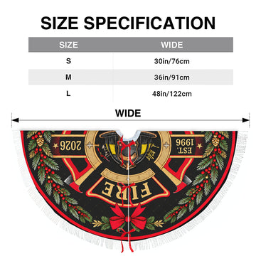 Fire Department Maltese Cross Christmas Tree Skirt - Custom Name Rank and Years of Service Holiday Decor