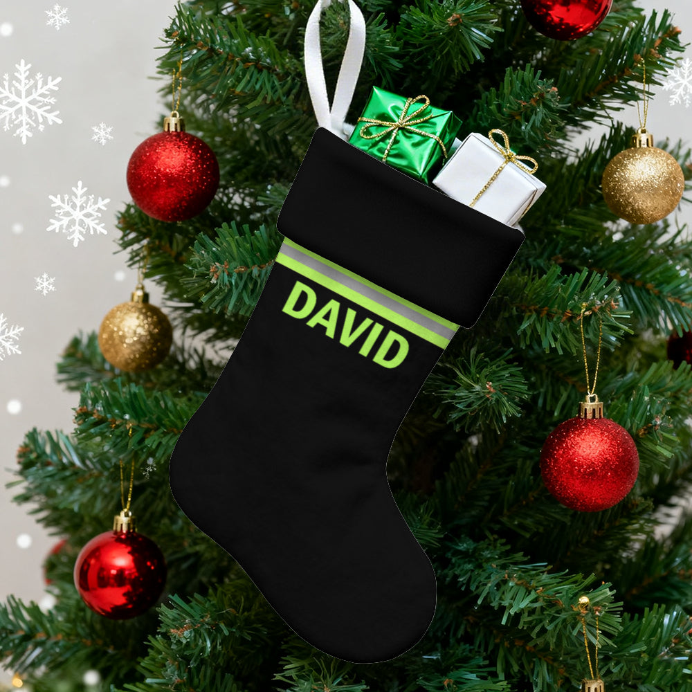 Chaussette de Noël géante personnalisée avec nom de pompier