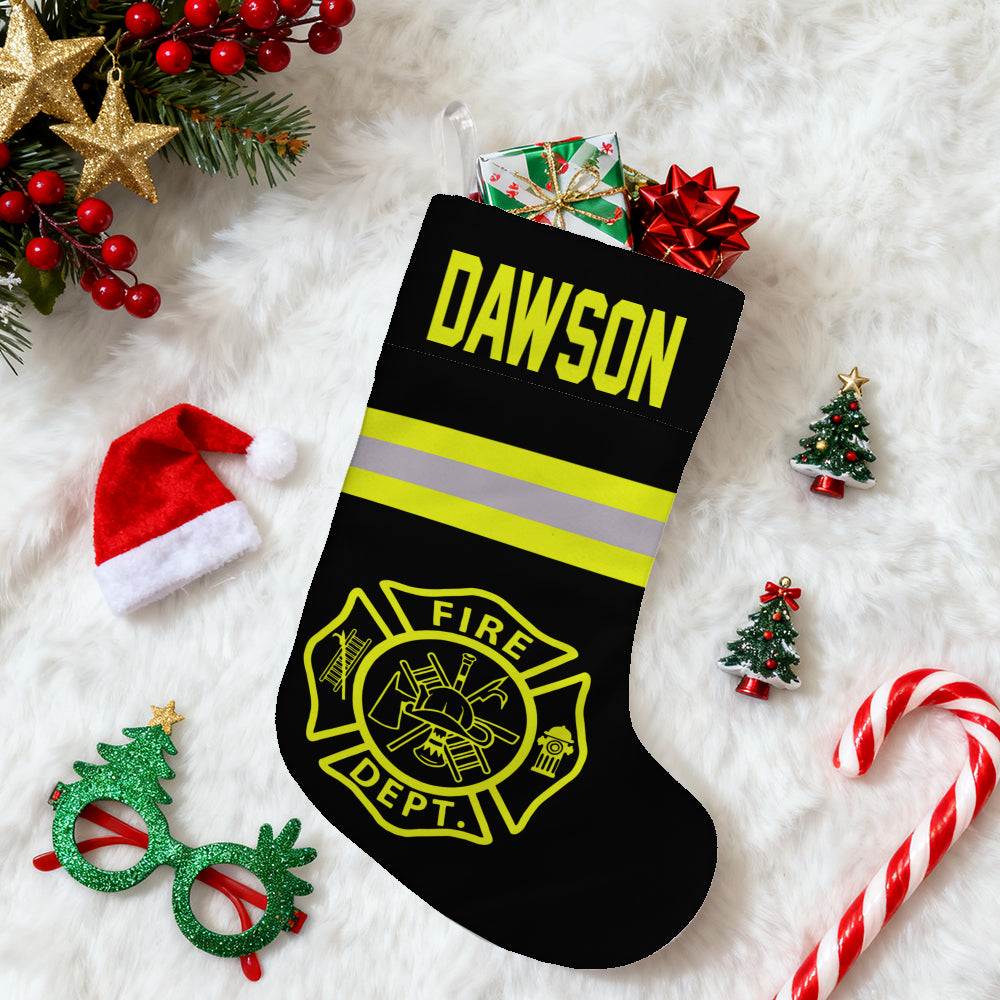 Custom Firefighter Christmas Stocking - Personalized Fire Dept