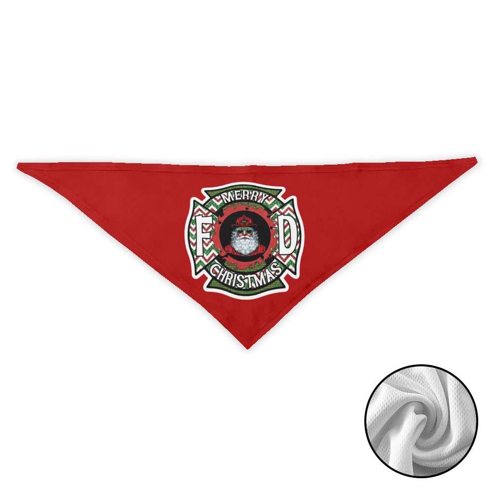 Hundehalstuch mit Weihnachtsmann-Logo der Feuerwehr – Rotes Kopftuch für Feuerwehrleute