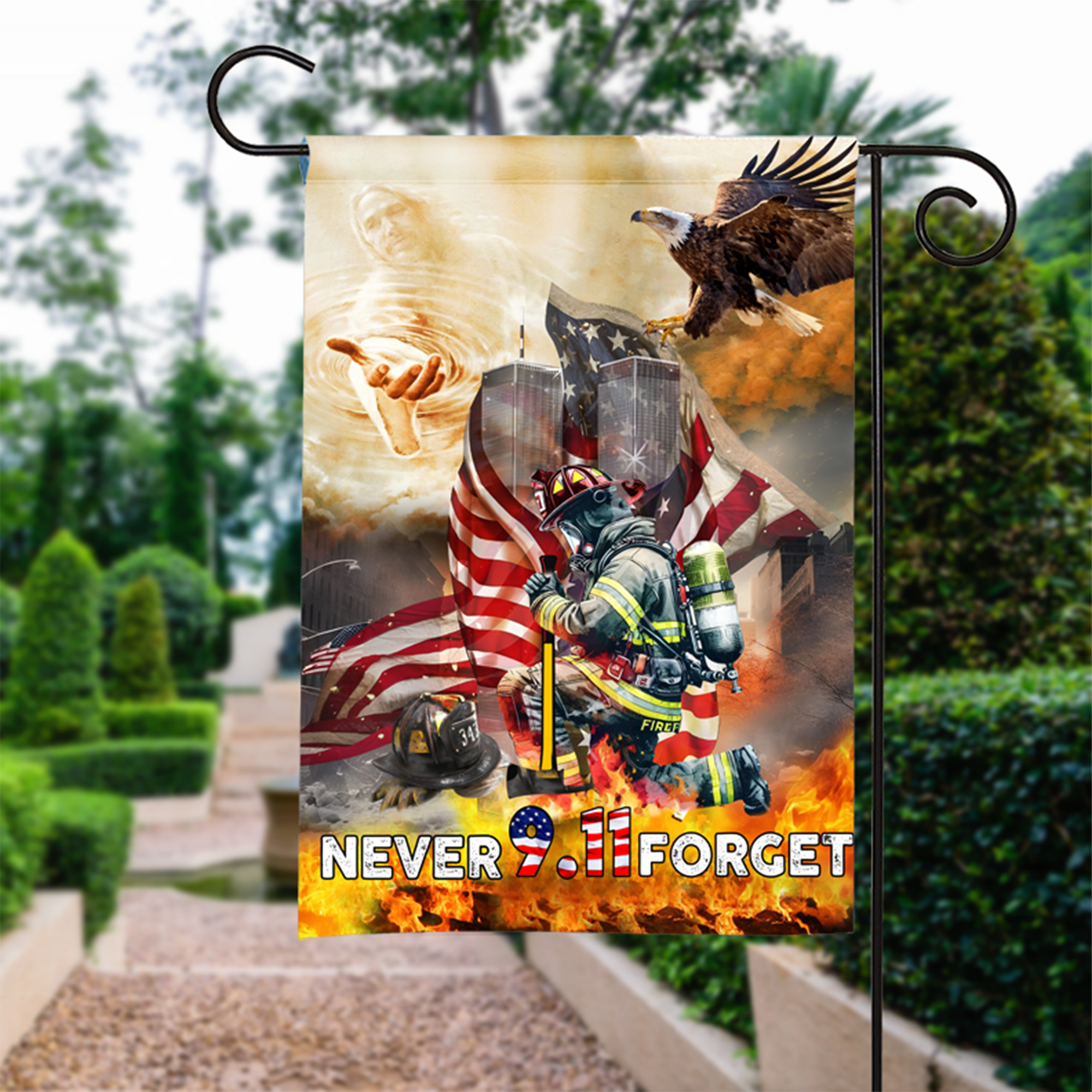 9/11 Never Forget Eagle Memorial Flag - Patriotic American Bald Eagle Flag