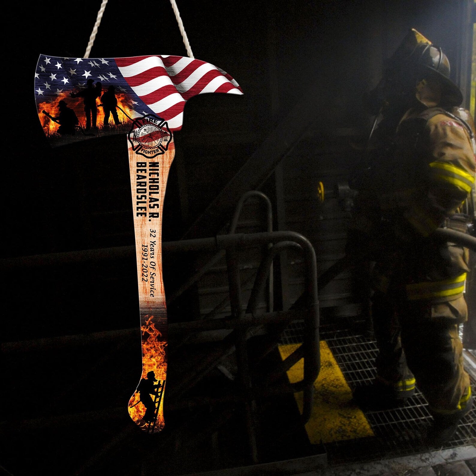 Custom Firefighter Axe Acrylic Sign, Gifts for Fire Fighter Colleagues Friends Family