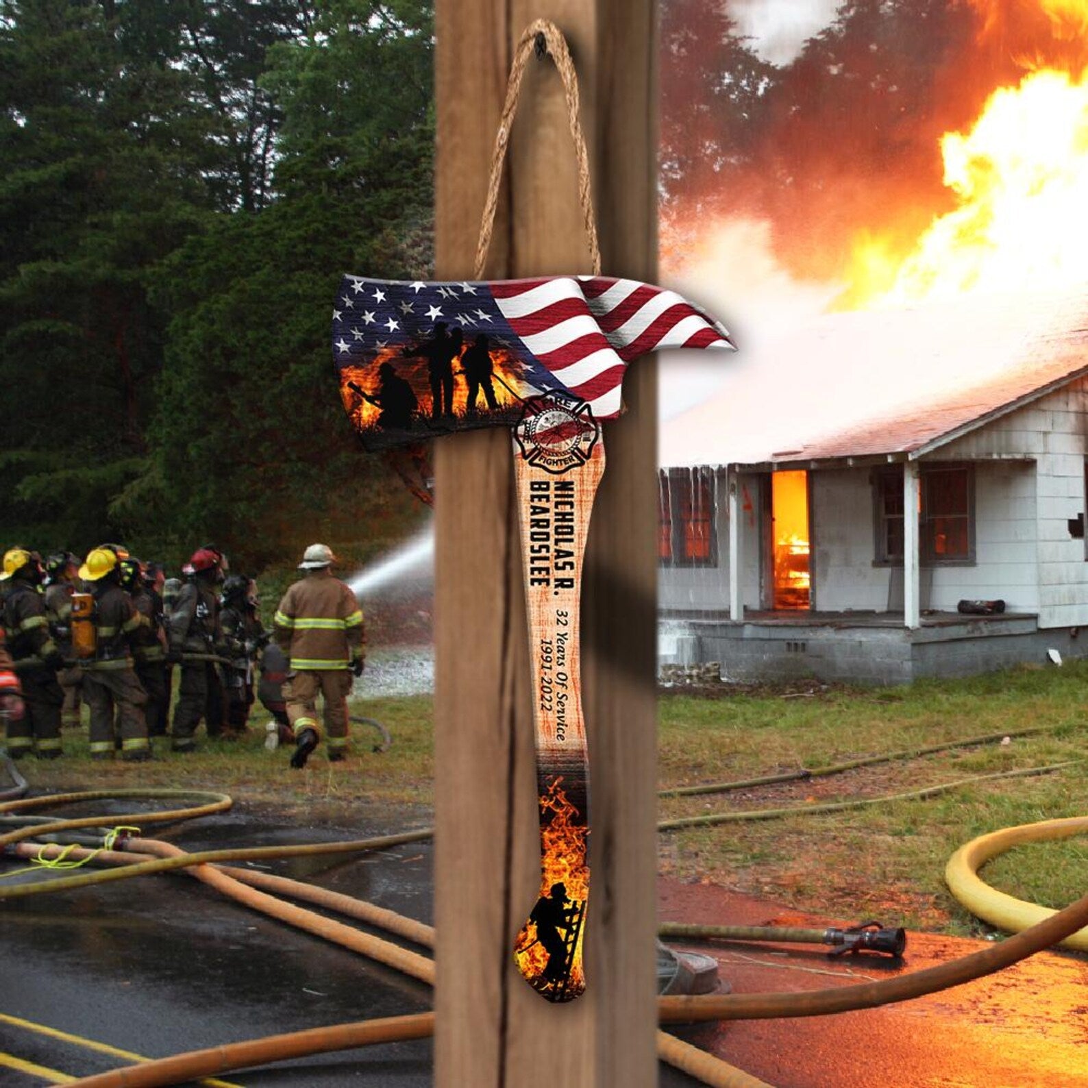 Custom Firefighter Axe Acrylic Sign, Gifts for Fire Fighter Colleagues Friends Family