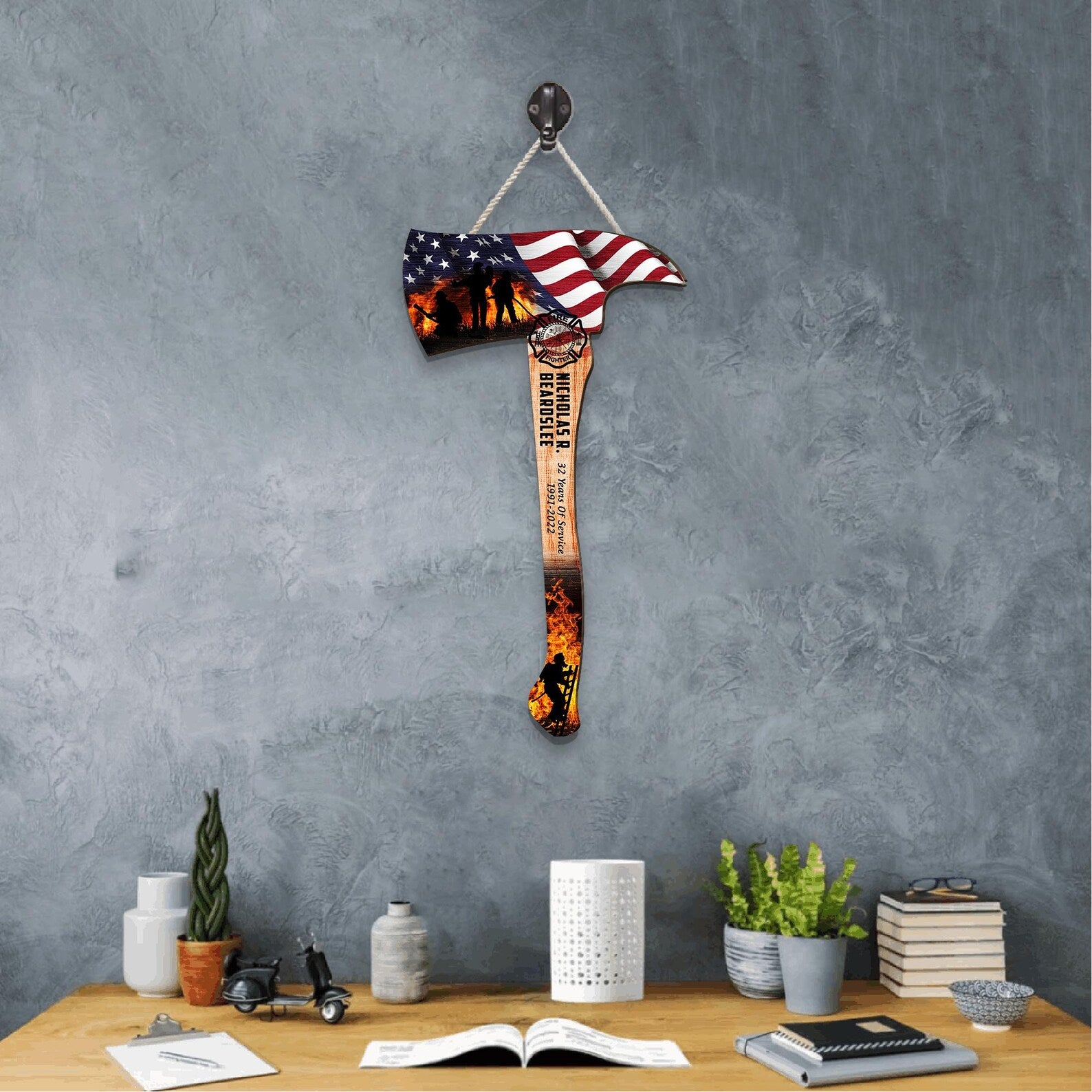 Custom Firefighter Axe Acrylic Sign, Gifts for Fire Fighter Colleagues Friends Family