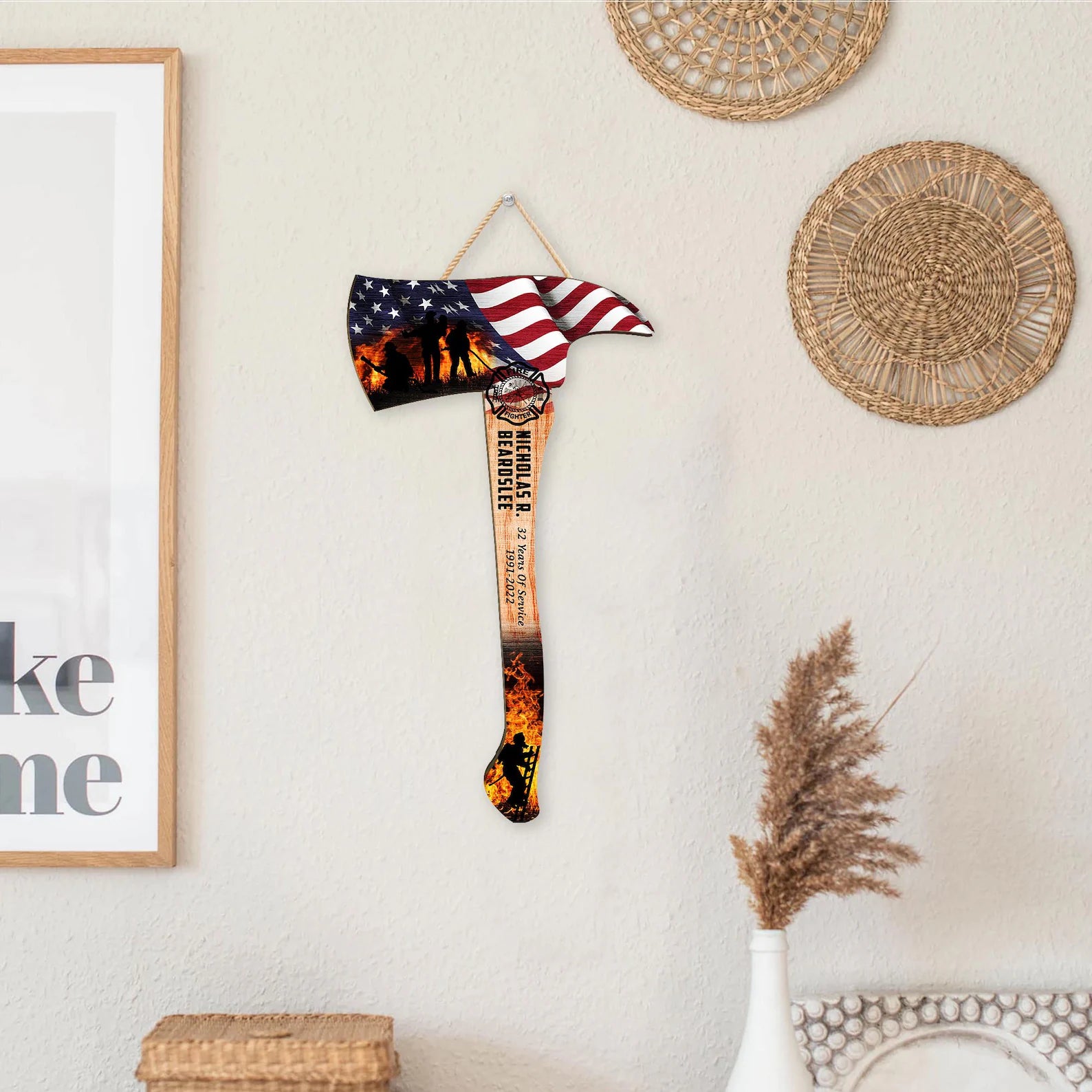 Custom Firefighter Axe Acrylic Sign, Gifts for Fire Fighter Colleagues Friends Family