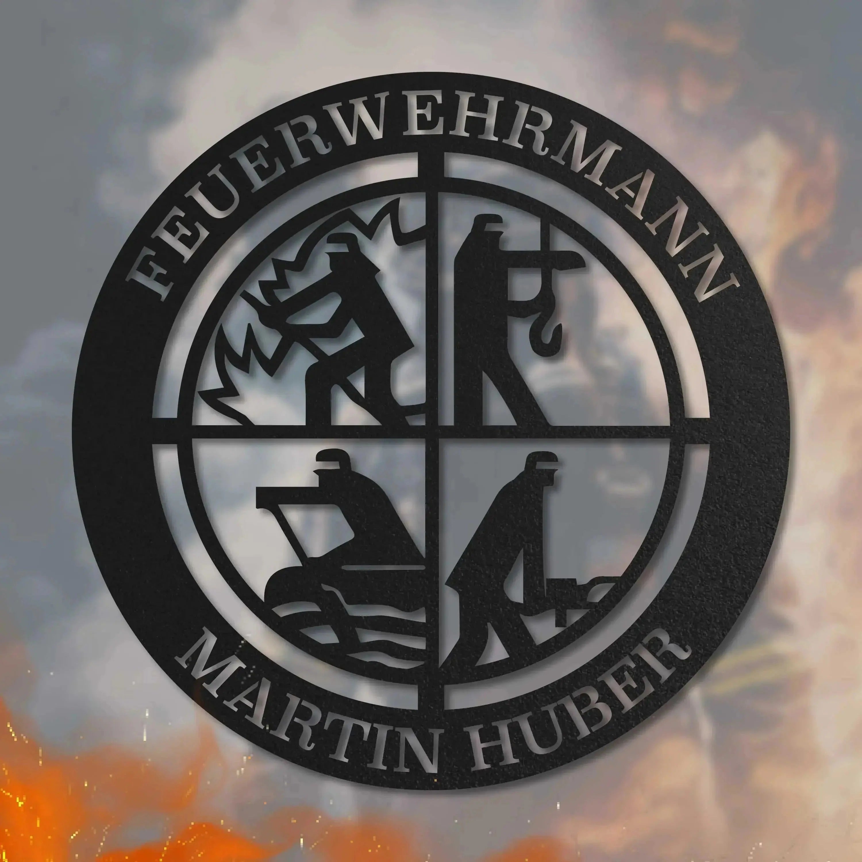 Personalisiertes Feuerwehrmann Metallschild - Wanddeko für Feuerwehrleute