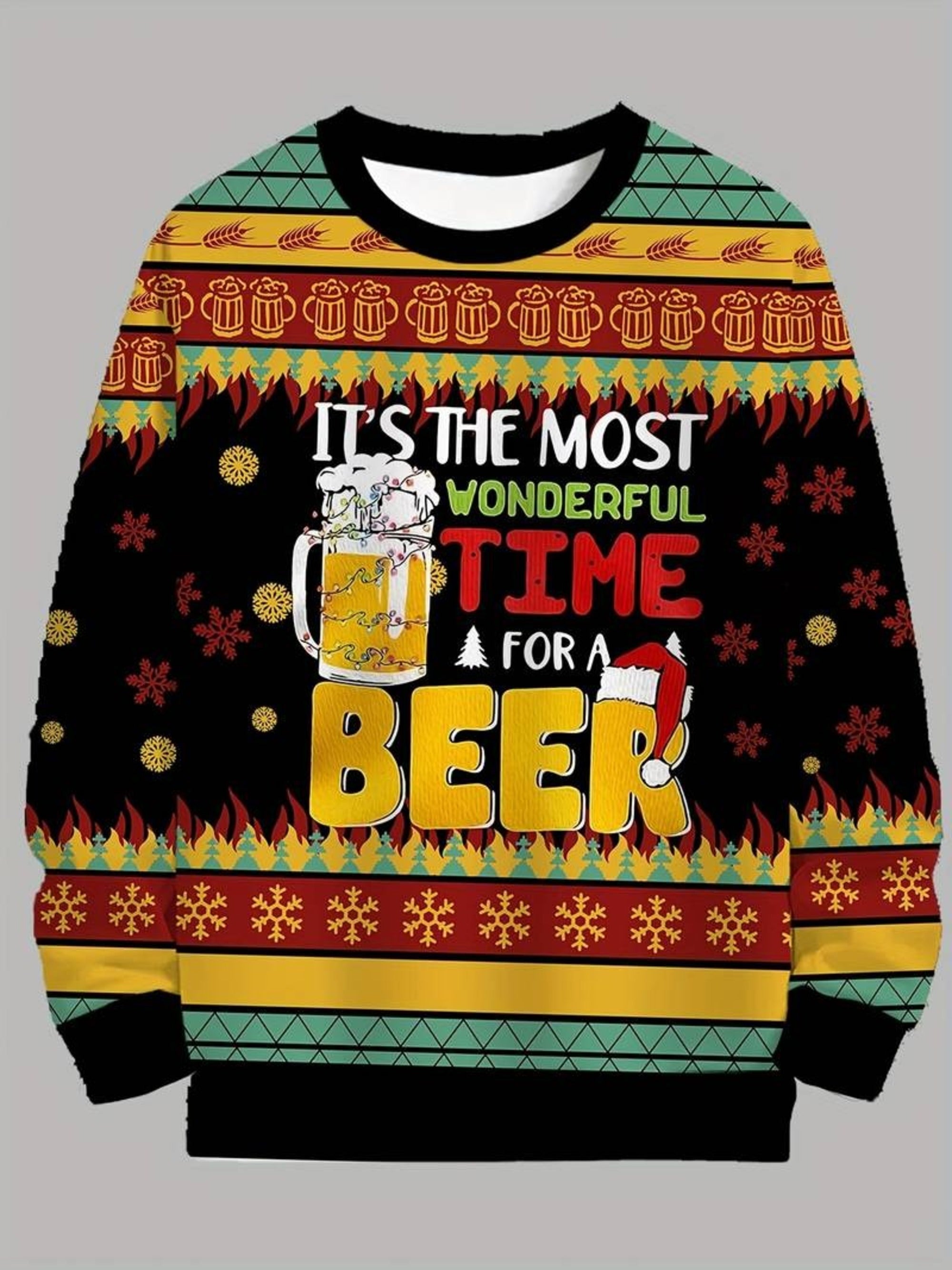 Beer Ugly Christmas Sweater - Most Wonderful Time Pullover
