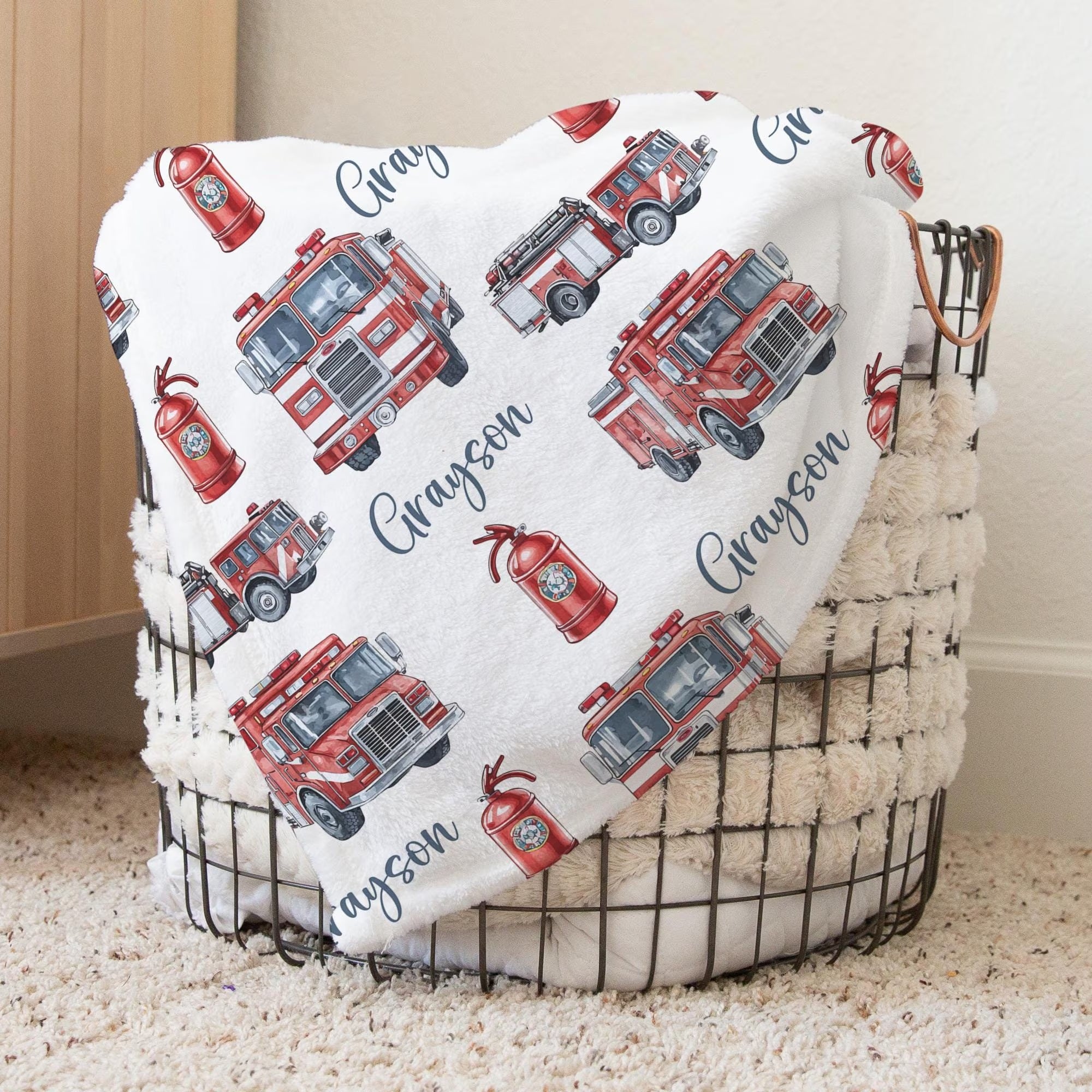Couverture personnalisée pour pompiers - Motif personnalisé avec le nom du pompier