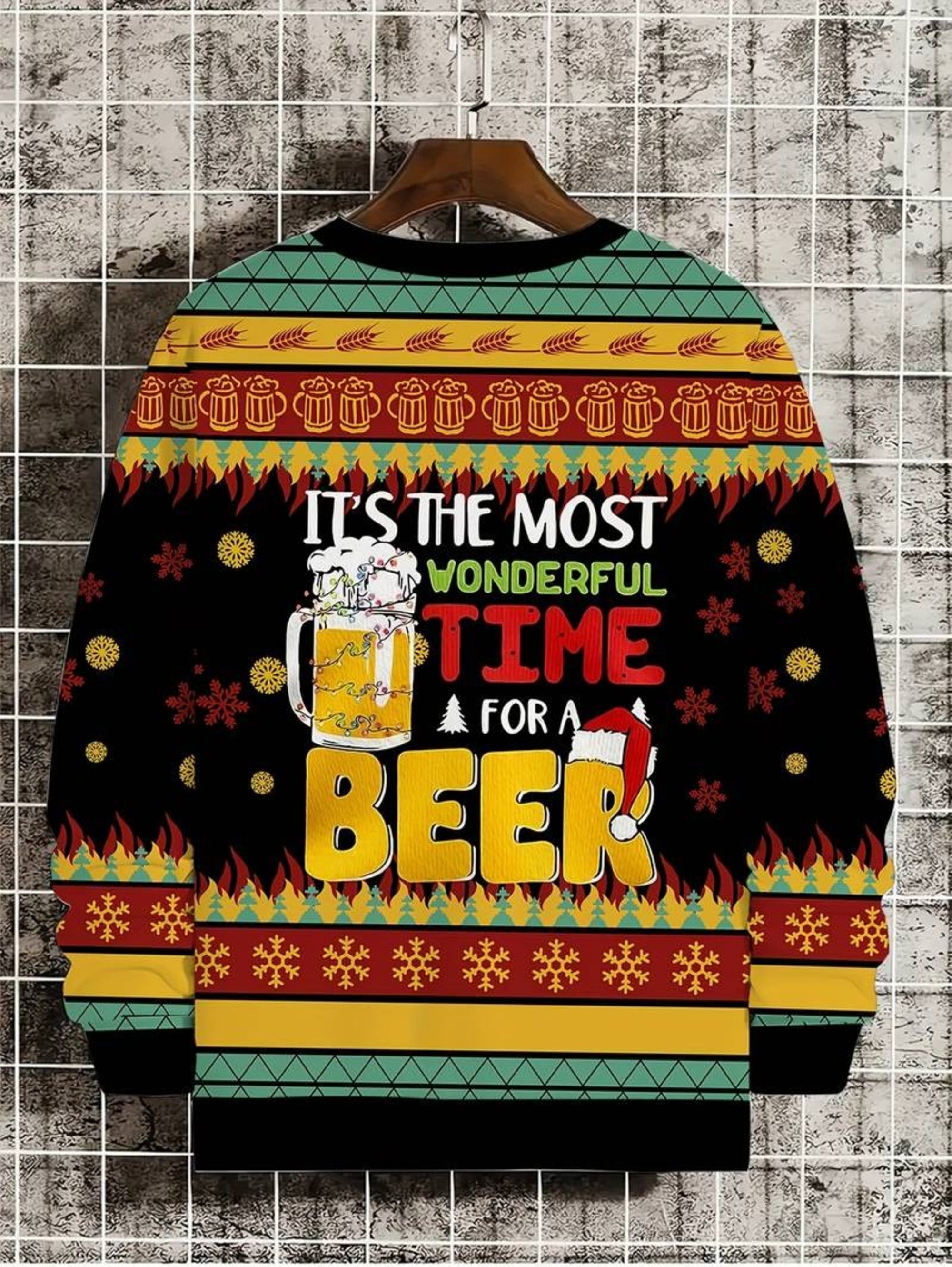 Beer Ugly Christmas Sweater - Most Wonderful Time Pullover
