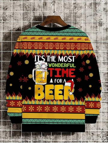 Beer Ugly Christmas Sweater - Most Wonderful Time Pullover