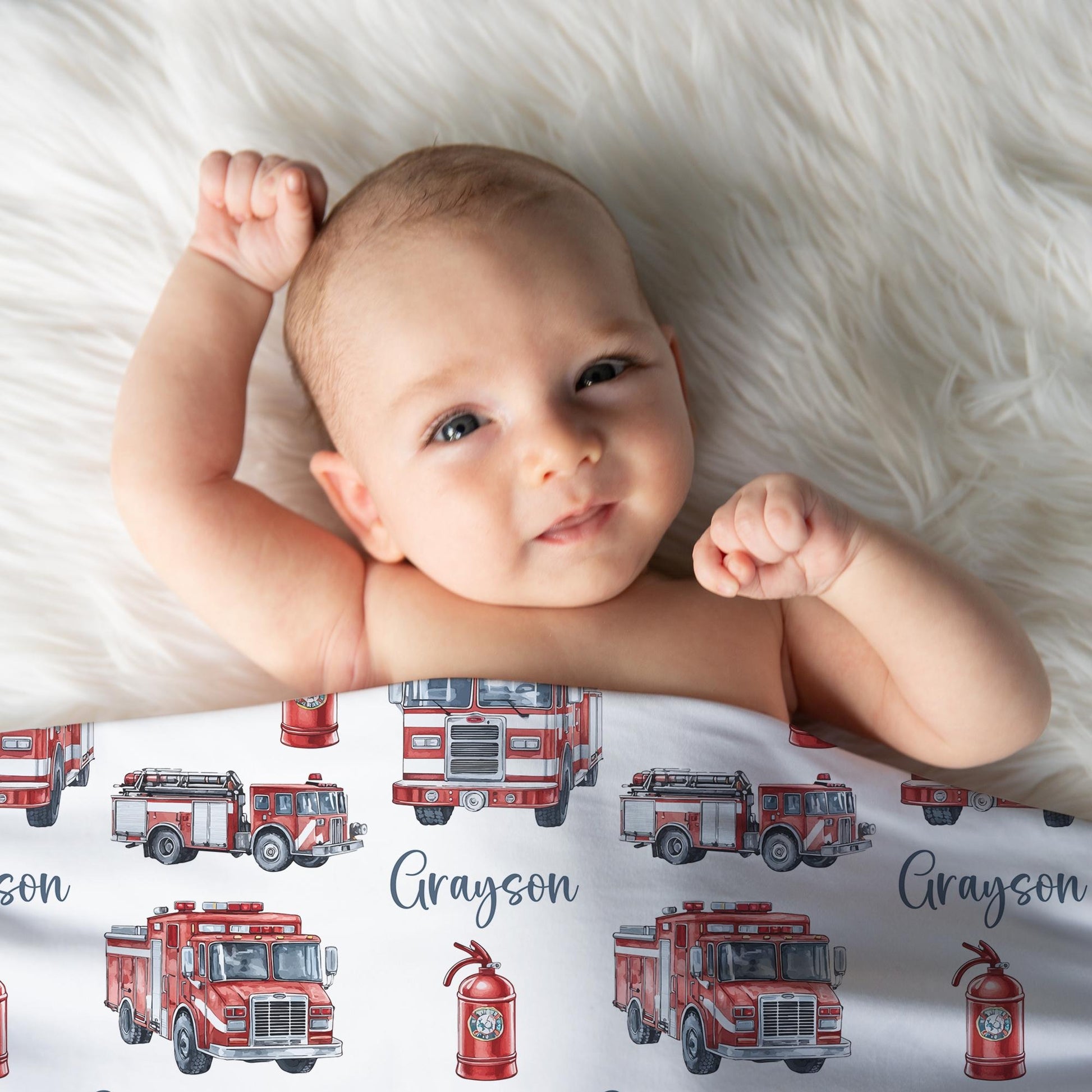 Couverture personnalisée pour pompiers - Motif personnalisé avec le nom du pompier