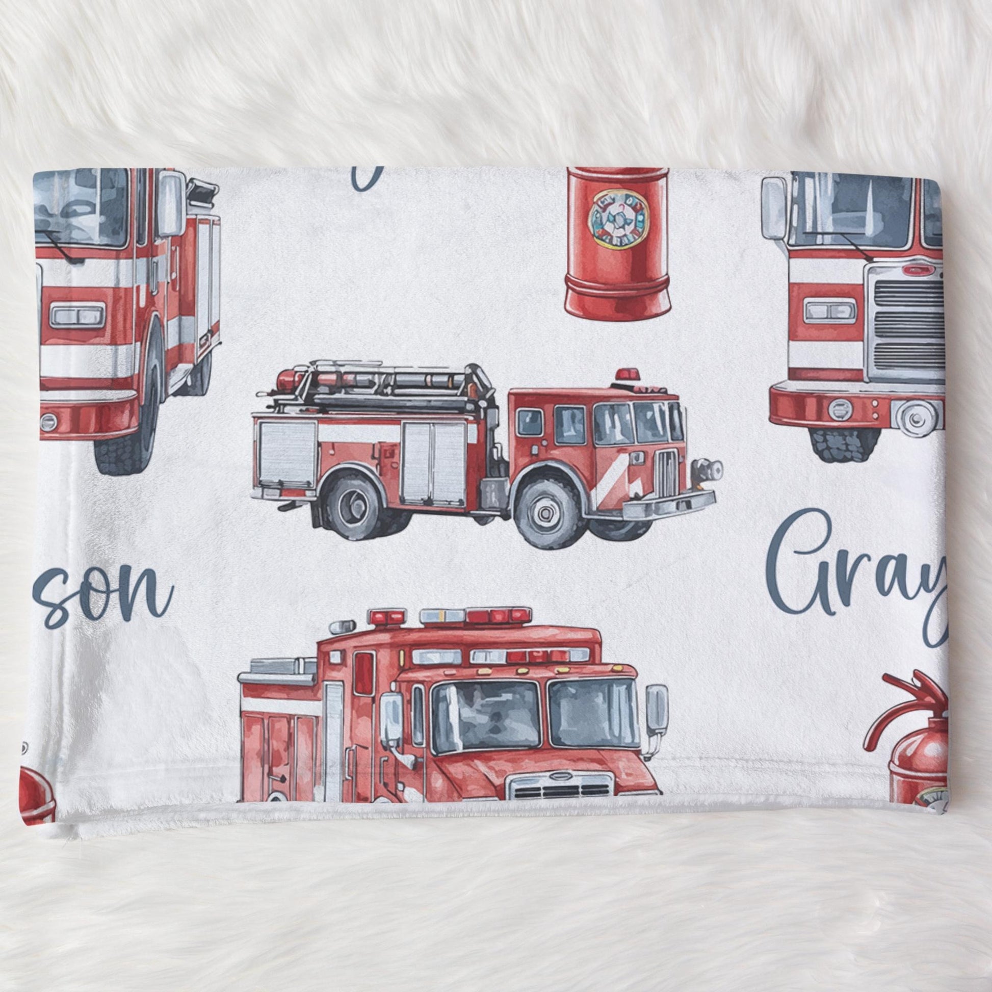 Couverture personnalisée pour pompiers - Motif personnalisé avec le nom du pompier