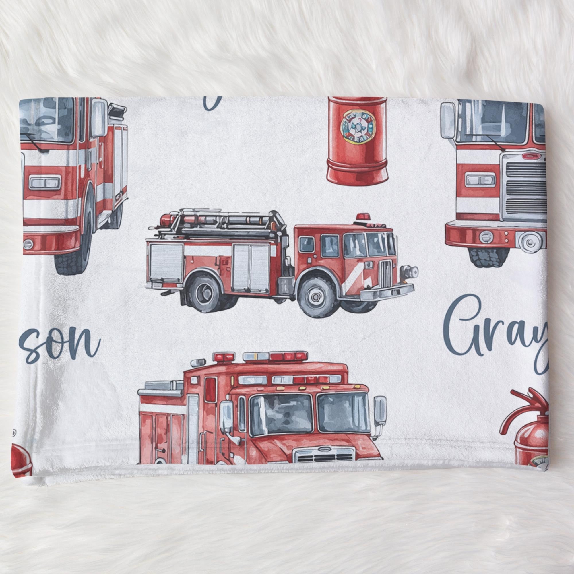 Couverture personnalisée pour pompiers - Motif personnalisé avec le nom du pompier