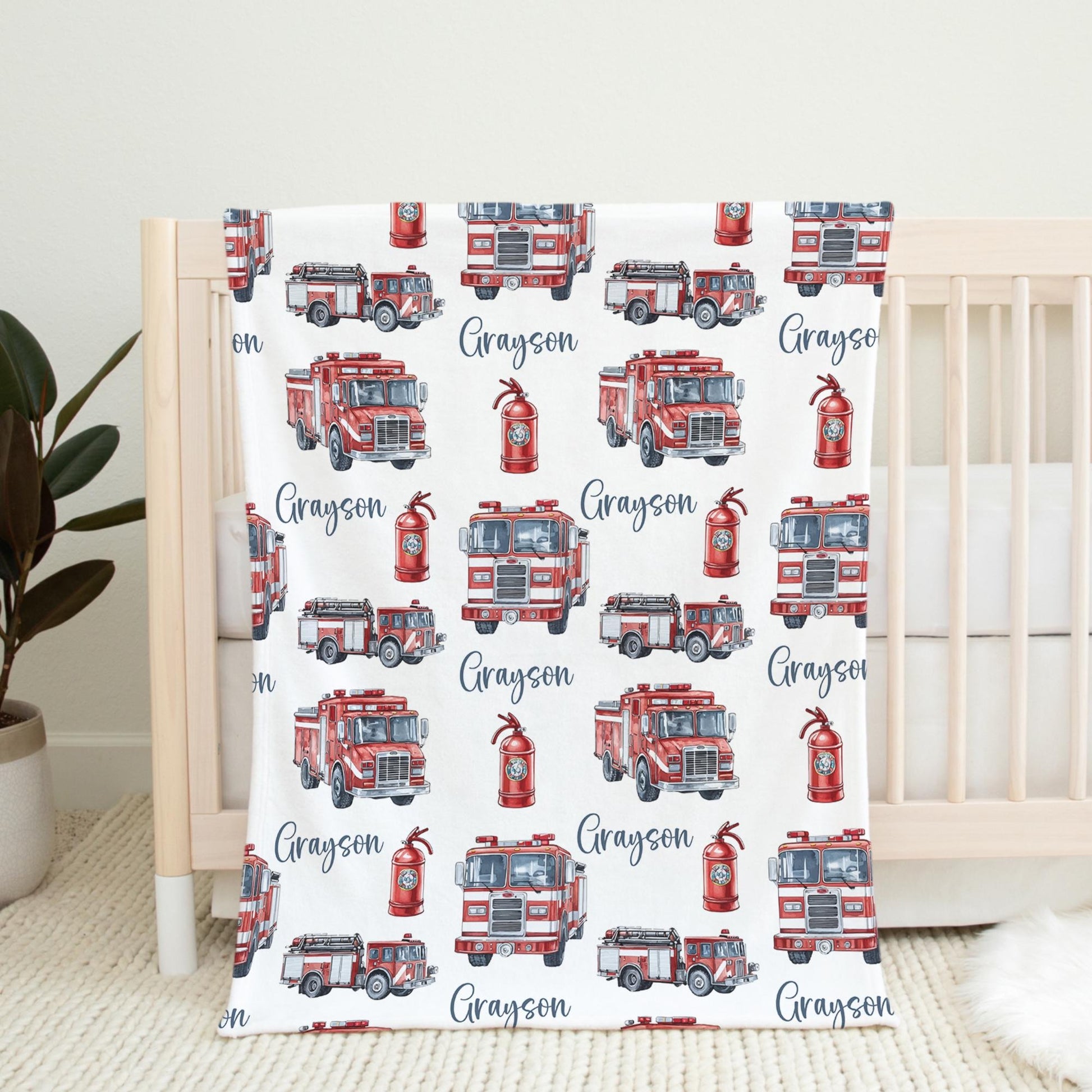 Couverture personnalisée pour pompiers - Motif personnalisé avec le nom du pompier