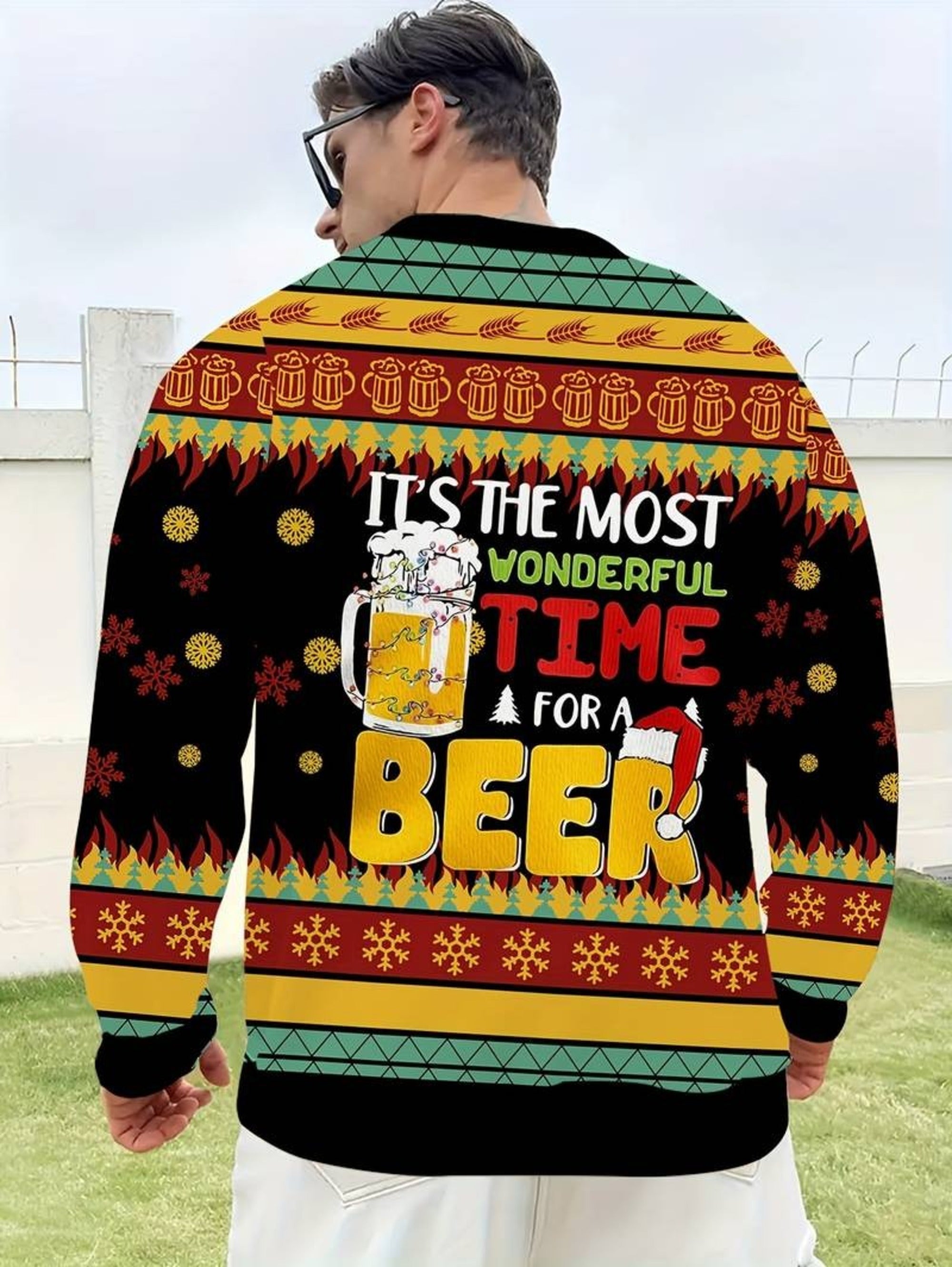Beer Ugly Christmas Sweater - Most Wonderful Time Pullover