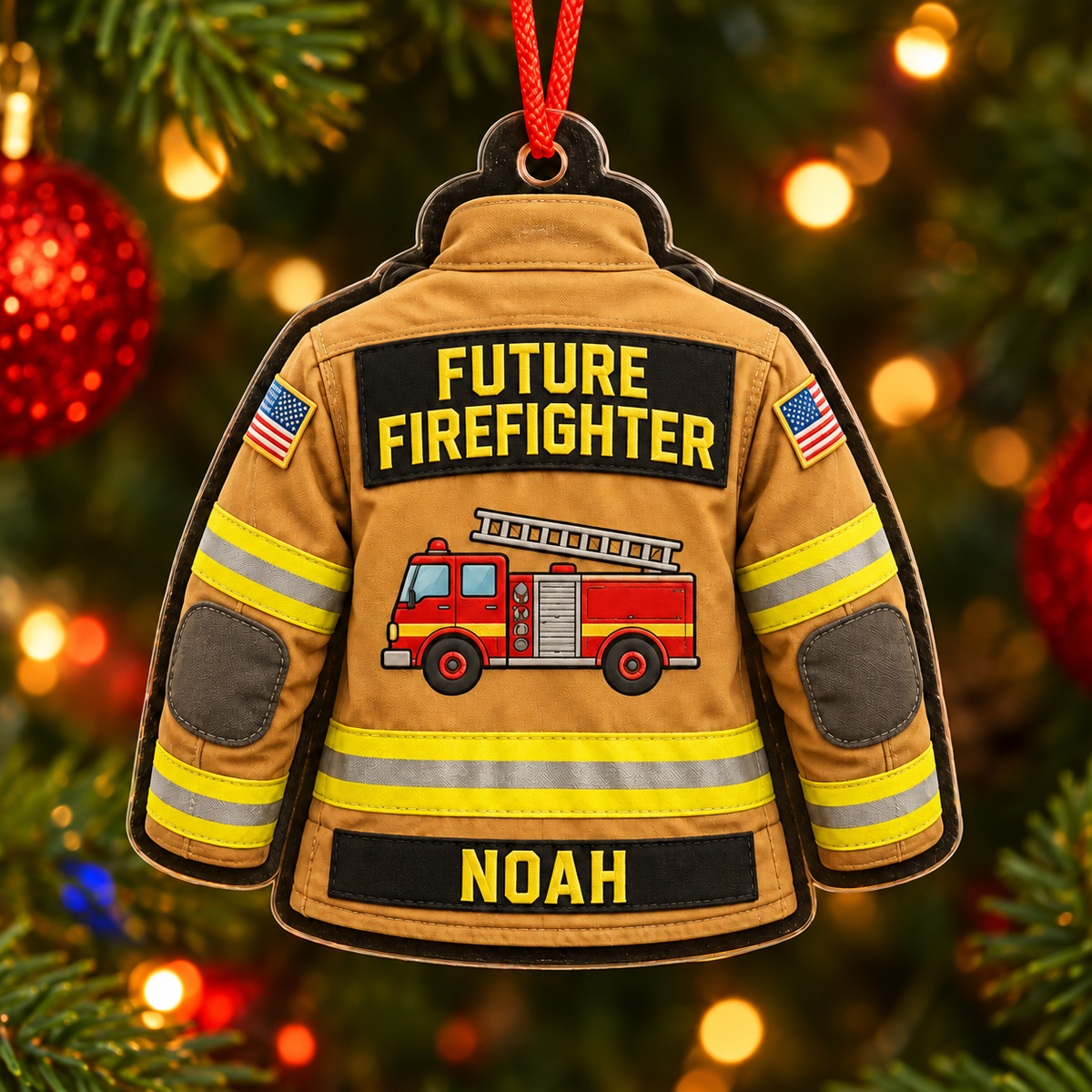 Weihnachtsschmuck aus Acryl: Feuerwehrheld – Weihnachtsdekoration für die Feuerwehr