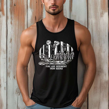 Firefighter vintage shirt Fire Axe Regiment Iron Squad on unisex tank top