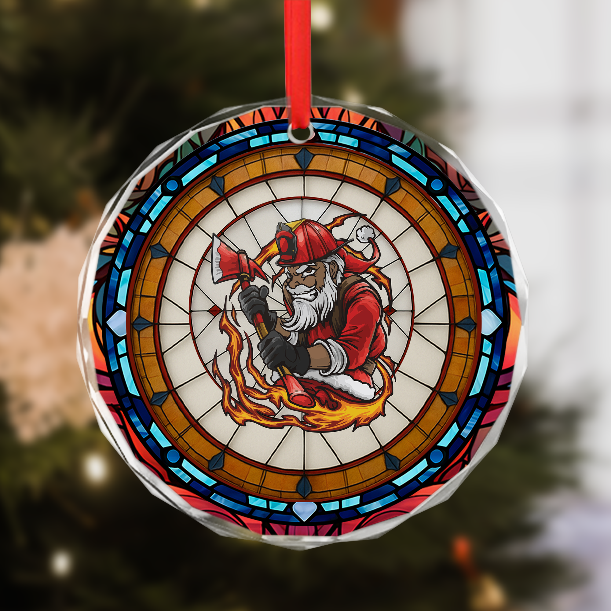 Stained Glass Style Christmas Decoration with Prism Effect