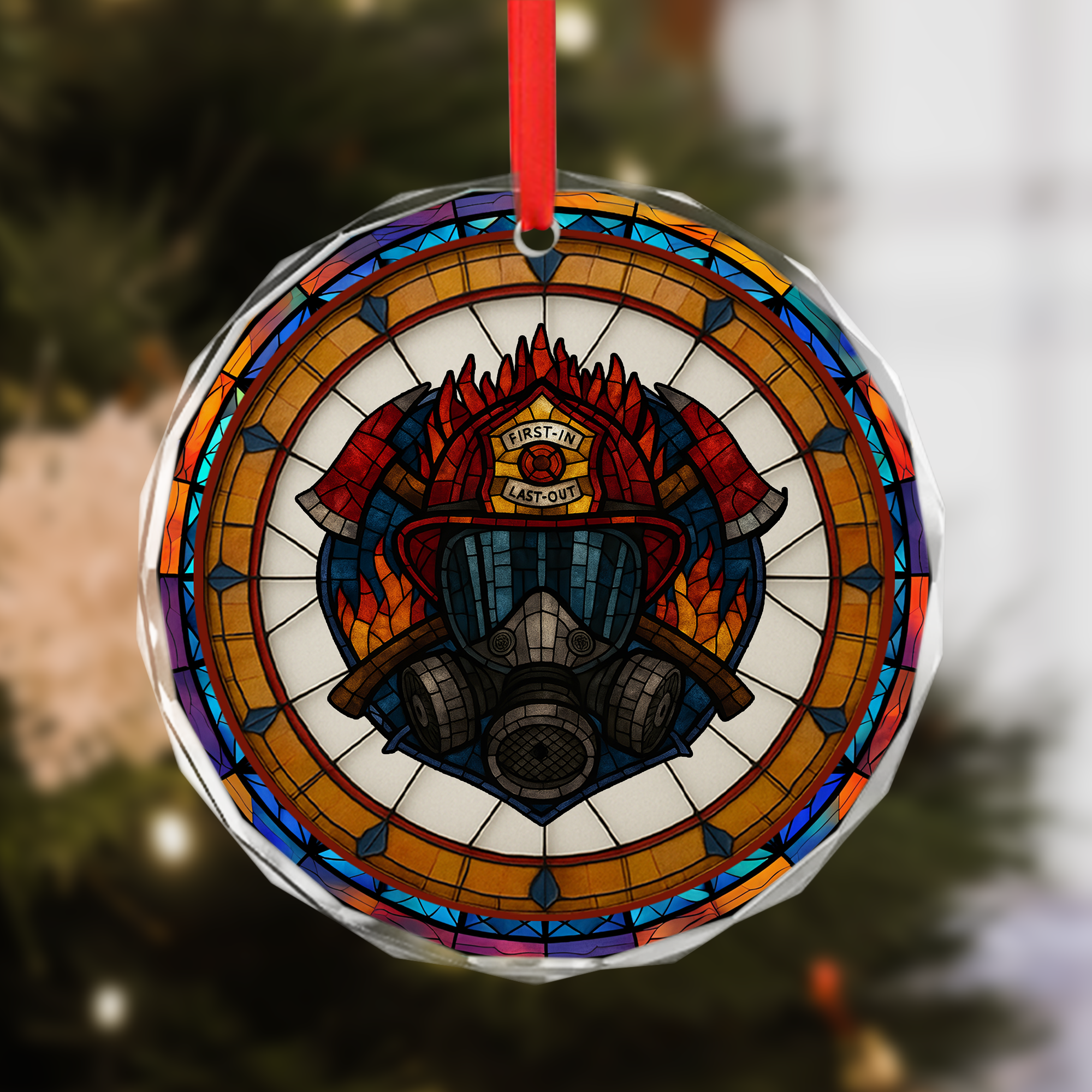 Ornement « Pompier, premier arrivé, dernier parti » - Prisme en verre cristal