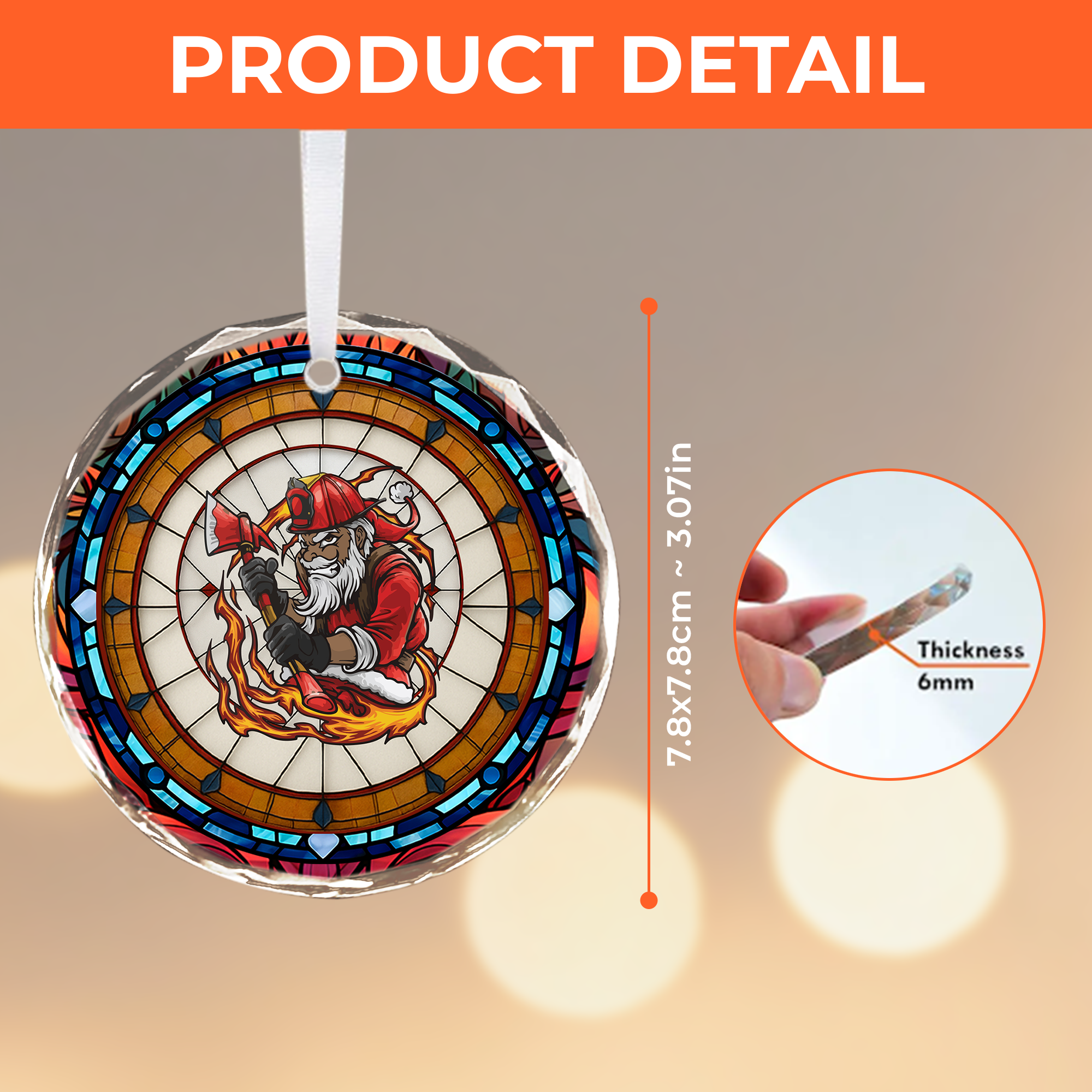 Stained Glass Style Christmas Decoration with Prism Effect