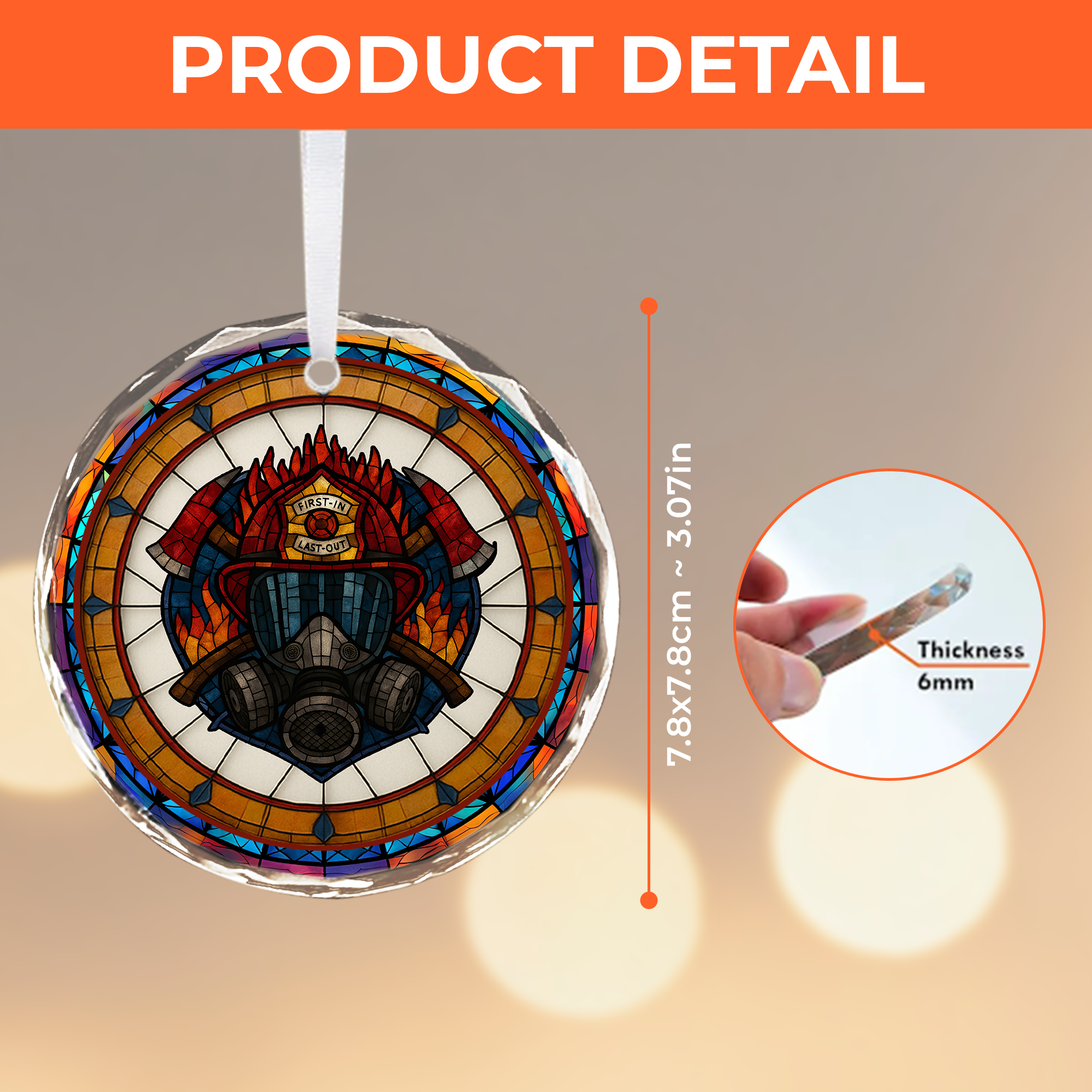 Ornement « Pompier, premier arrivé, dernier parti » - Prisme en verre cristal