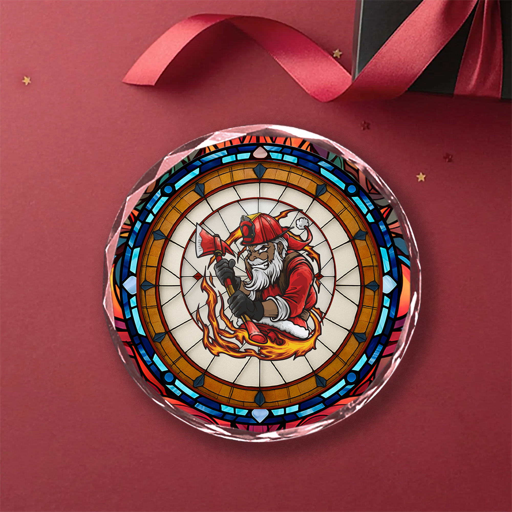 Stained Glass Style Christmas Decoration with Prism Effect